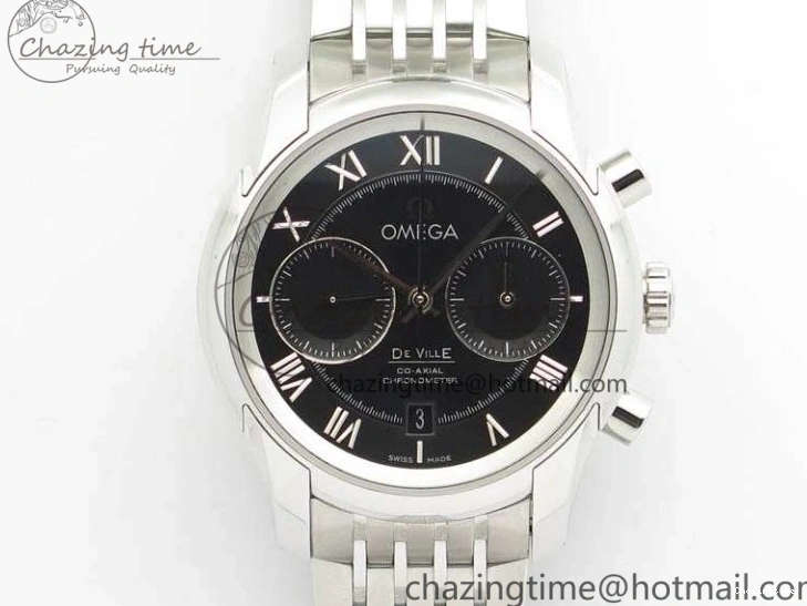 0402 De Ville Chronograph SS OMF 1:1 Best Edition Black Dial On SS Bracelet A Attractive 8150